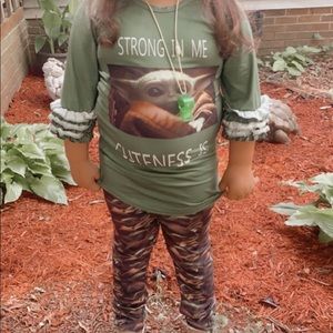 Mandalorian, baby yoda, girls outfit